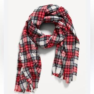Old Navy NWT plain flannel scarf red white black